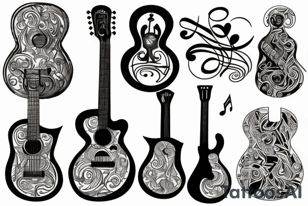 guitar art music tattoo idea