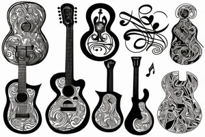guitar art music tattoo idea