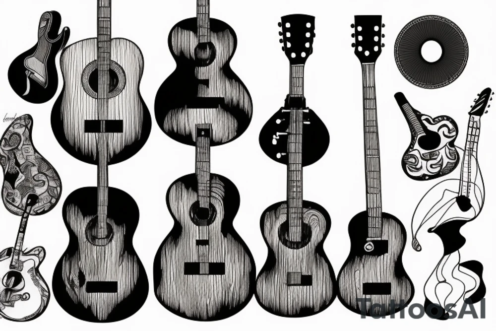guitar art music tattoo idea