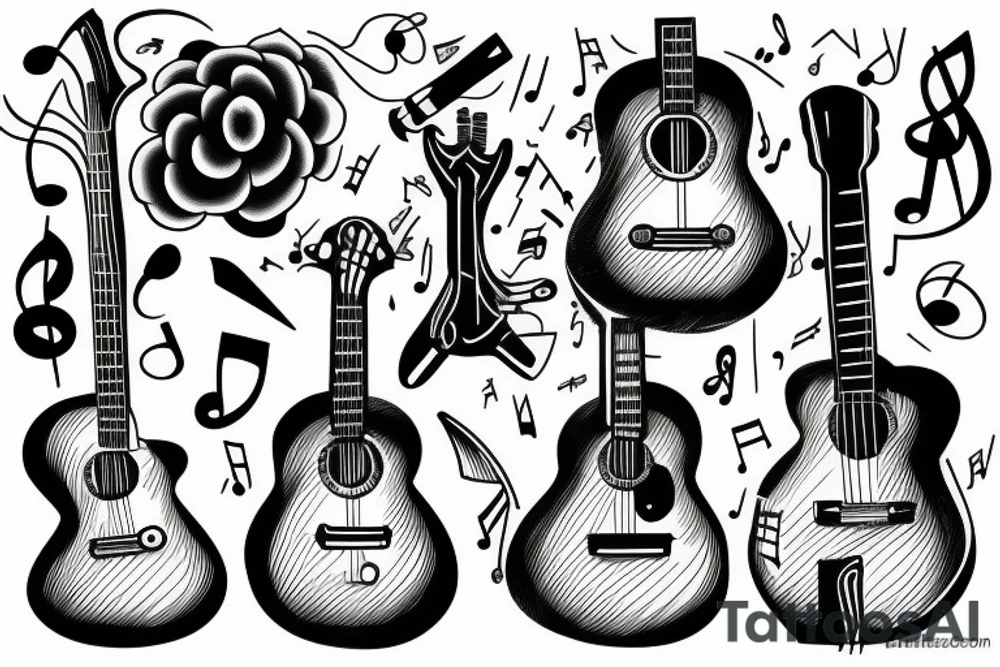 guitar art music minimal tattoo idea
