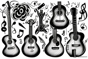 guitar art music minimal tattoo idea