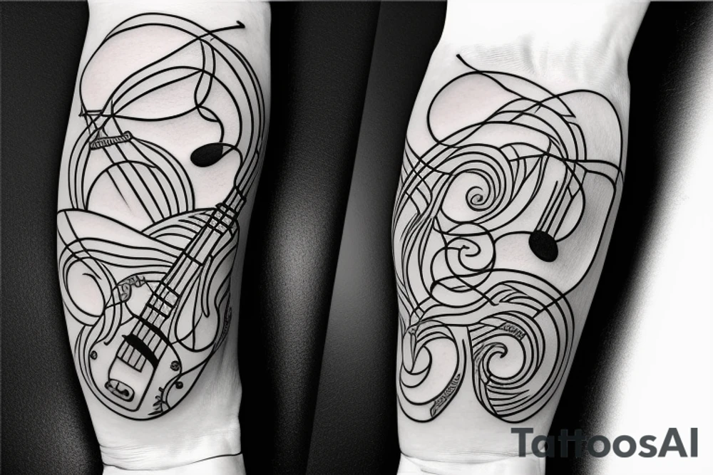 guitar art music minimal tattoo idea