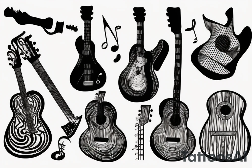 guitar art music minimal design tattoo idea