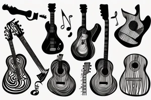 guitar art music minimal design tattoo idea