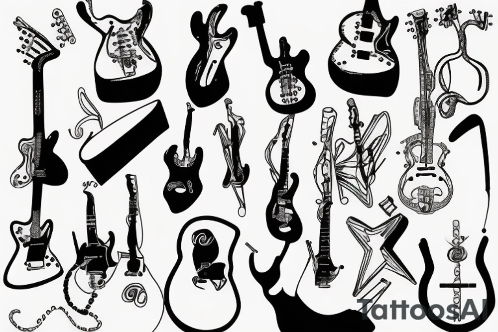 guitar art music minimal design tattoo idea