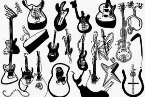 guitar art music minimal design tattoo idea