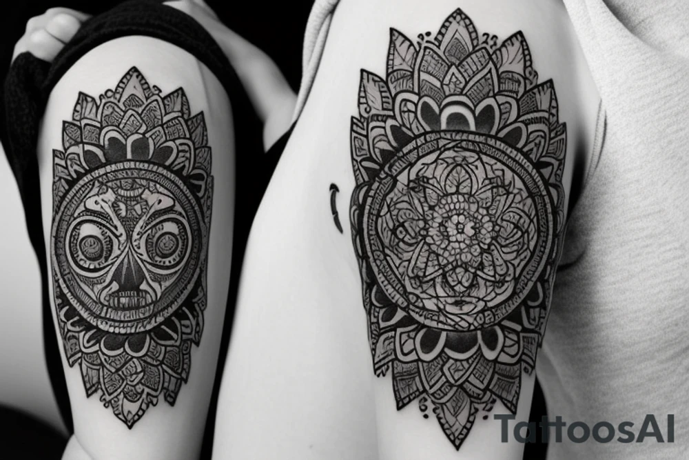Cow skull with mandala and flowers tattoo idea Cow skull with mandala and flowers tattoo idea