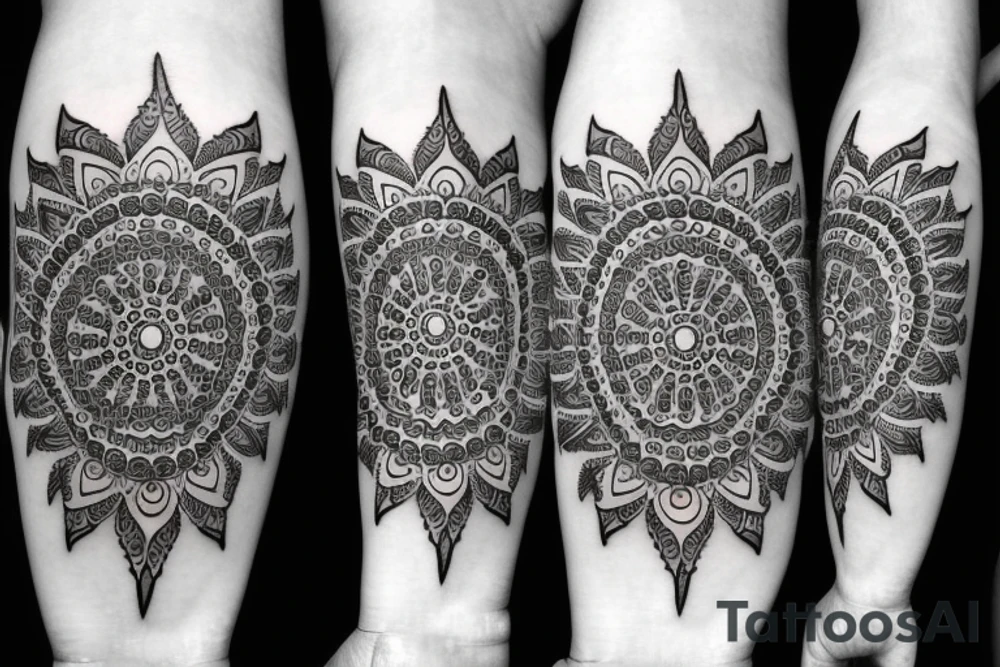 Cow with mandala and flowers tattoo idea