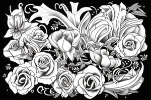 Bill horns with flowers tattoo idea