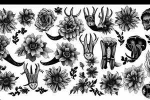 Bill horns with flowers tattoo idea