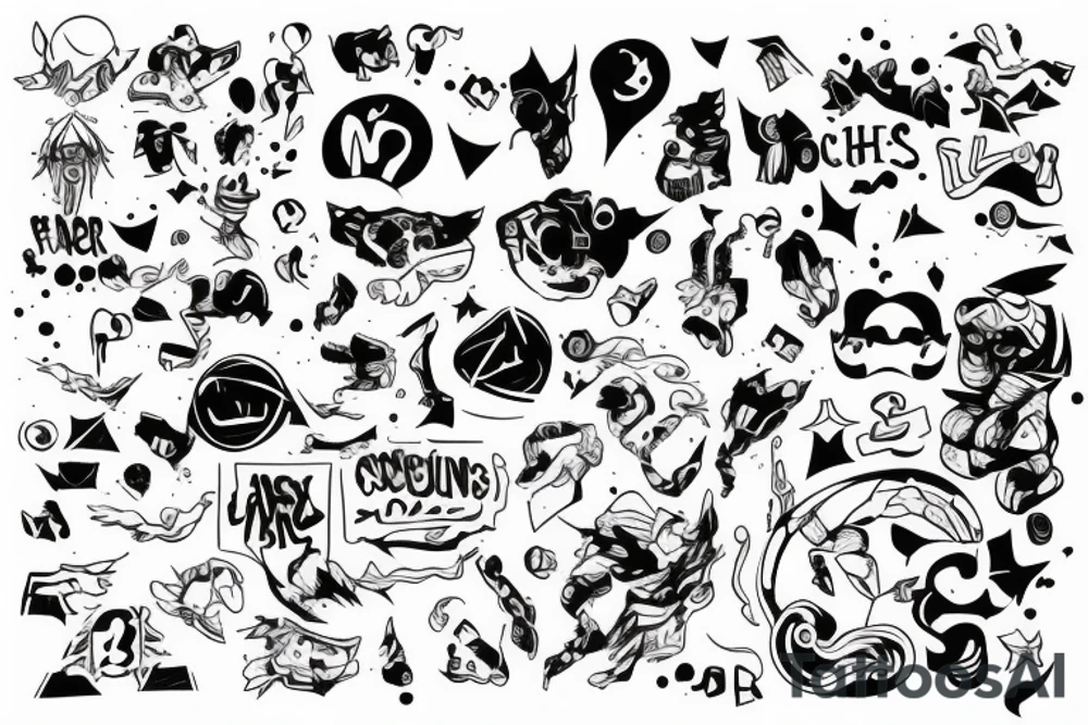 Shapes fighting each other and good wins tattoo idea
