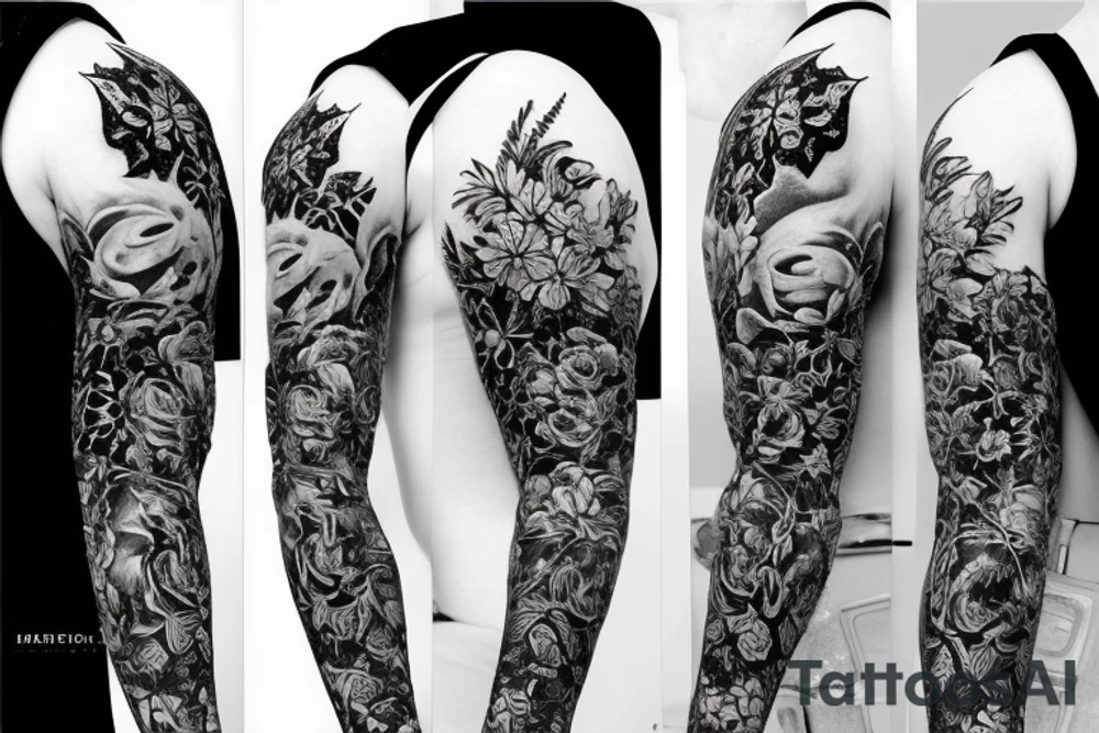Bull horns with flowers tattoo idea