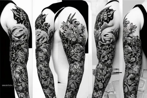 Bull horns with flowers tattoo idea