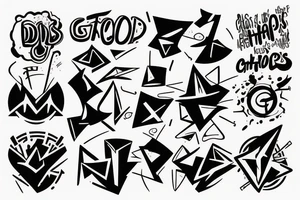 Shapes fighting each other and good wins tattoo idea
