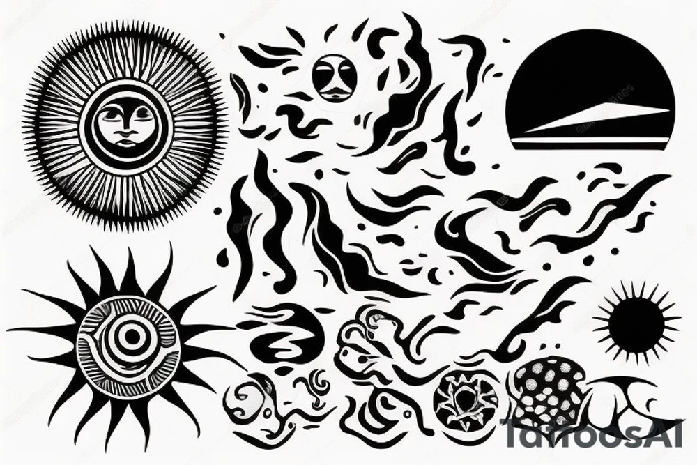 sun, water, wind tattoo idea