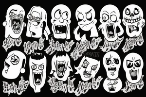 Sad bart and scary persons from ghostemane clips tattoo idea