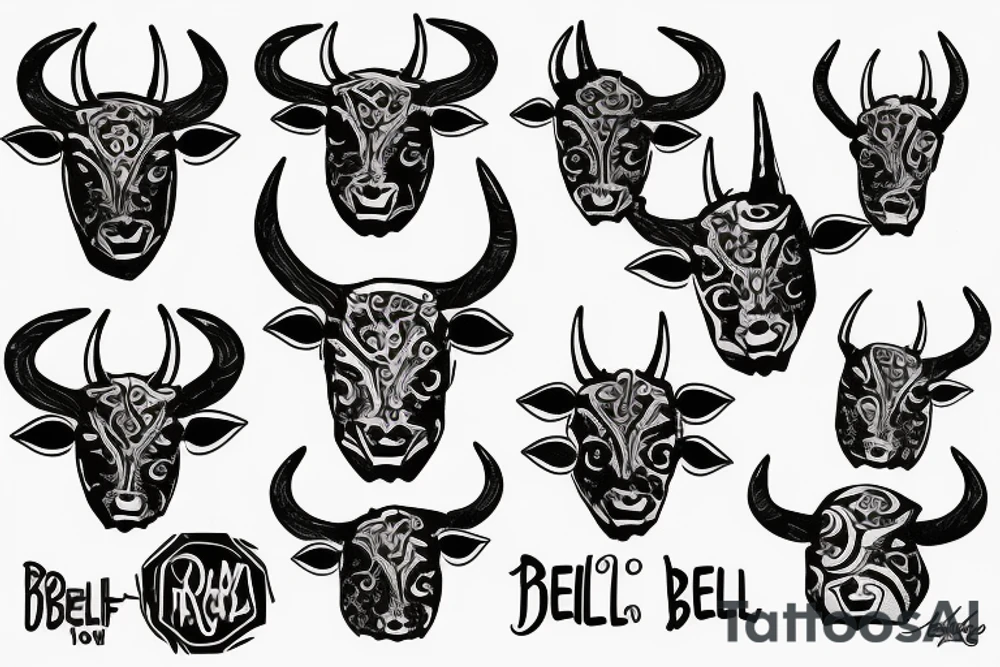 Bell cow with horns tattoo idea