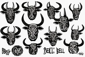 Bell cow with horns tattoo idea