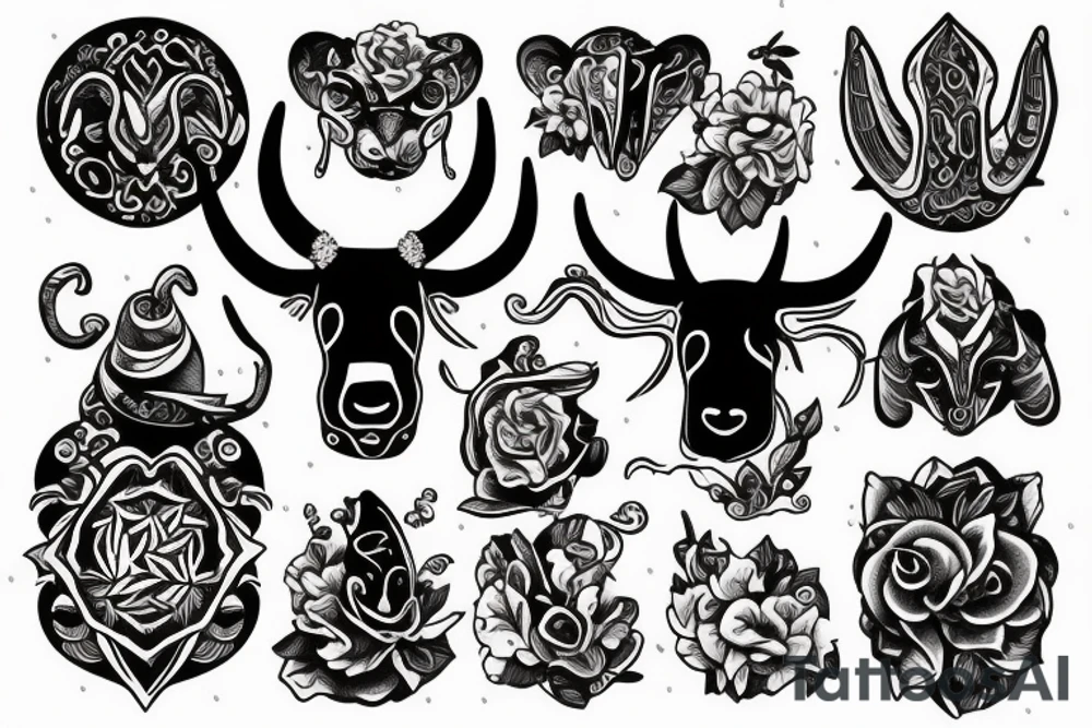 Bell cow with horns tattoo idea