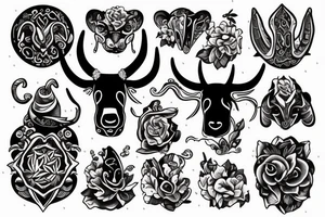 Bell cow with horns tattoo idea