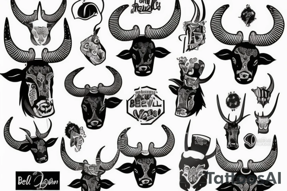 Bell cow with horns tattoo idea