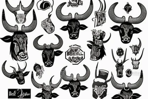 Bell cow with horns tattoo idea
