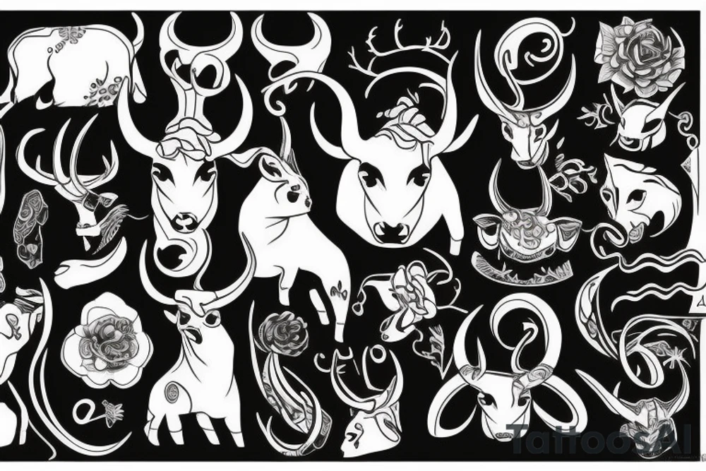 Bell cow with horns tattoo idea