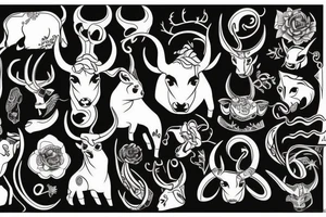 Bell cow with horns tattoo idea