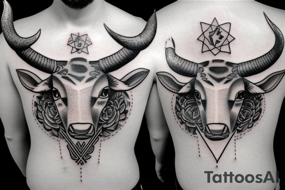 Bell cow with horns tattoo idea
