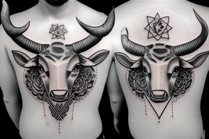 Bell cow with horns tattoo idea
