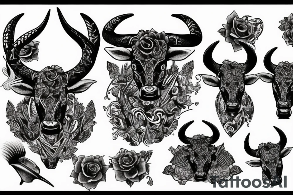 Bell cow with horns tattoo idea