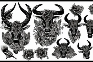 Bell cow with horns tattoo idea