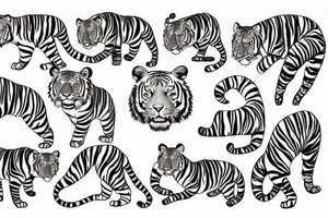 tiger tattoo design with lines and palm tree tattoo idea
