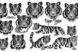 tiger tattoo design with lines and palm tree tattoo idea