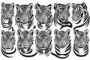 tiger tattoo design with lines and palm tree tattoo idea