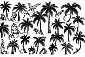 tiger tattoo design  and palm tree tattoo idea