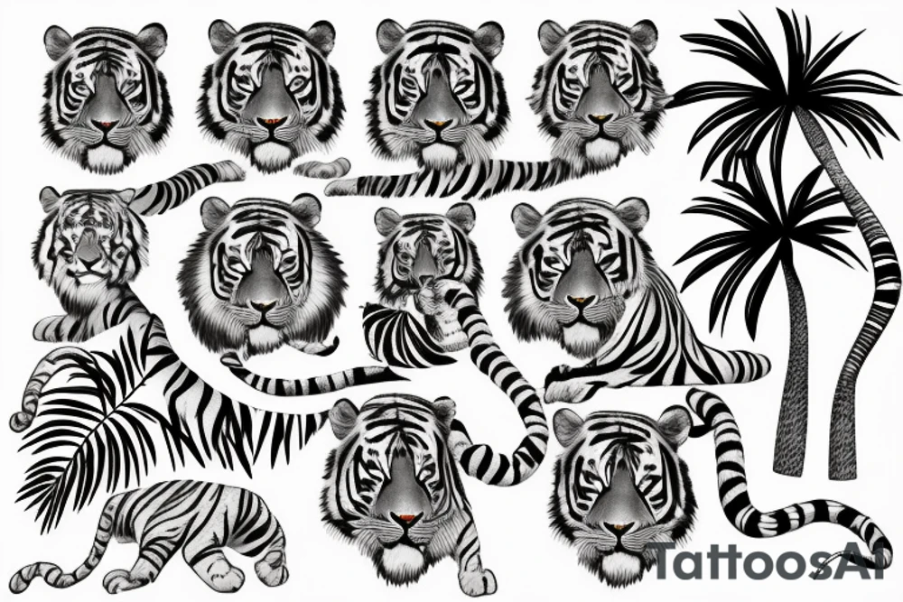 tiger tattoo design  and palm tree tattoo idea