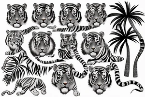 tiger tattoo design  and palm tree tattoo idea