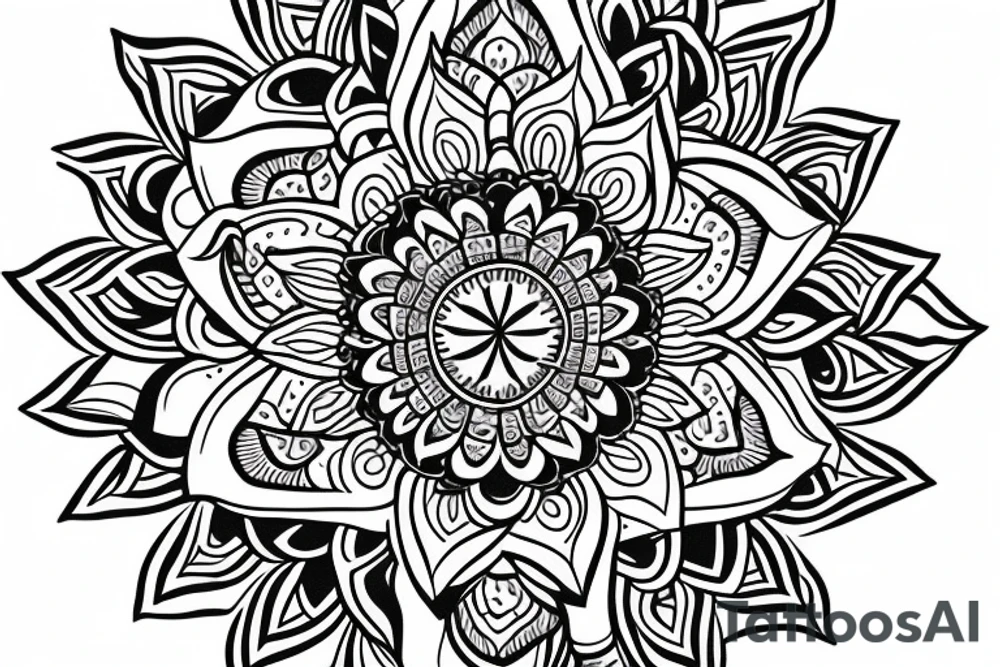 lotus mandala with letters A & S tattoo idea