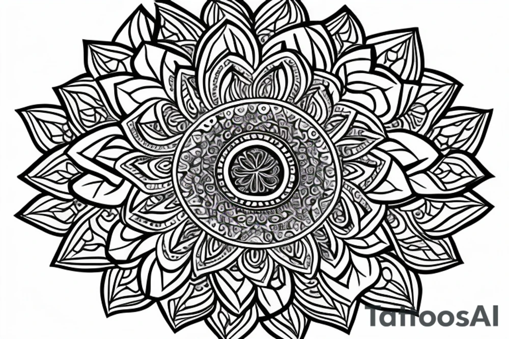 lotus mandala with letters A & S tattoo idea