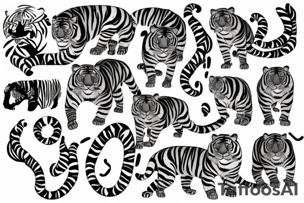 tiger tattoo design with gepmetric  and palm tree tattoo idea