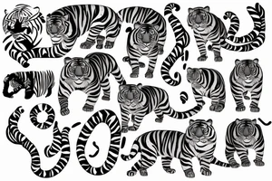 tiger tattoo design with gepmetric  and palm tree tattoo idea