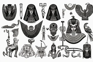 Egyptian god Ra, Greek god Zeus and Nordic god odin tattoo idea