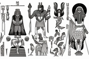 Egyptian god Ra, Greek god Zeus and Nordic god odin tattoo idea