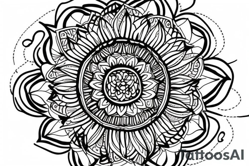lotus mandala with line and letters A & S tattoo idea