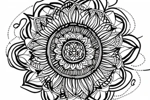 lotus mandala with line and letters A & S tattoo idea