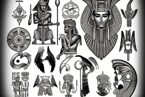Egyptian god Ra, Greek god Zeus and Nordic god odin tattoo idea