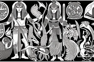 Egyptian god Ra, Greek god Zeus and Nordic god odin tattoo idea