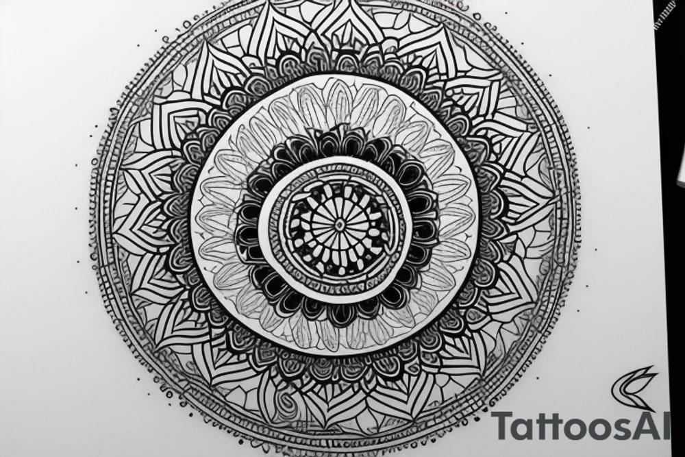 minimalist mandala with line and letters A & S tattoo idea