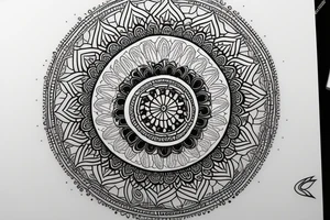 minimalist mandala with line and letters A & S tattoo idea